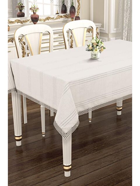 Çeyiz Diyarı Asu 160x220 cm Tek Masa Örtüsü Krem - S000493364-19966