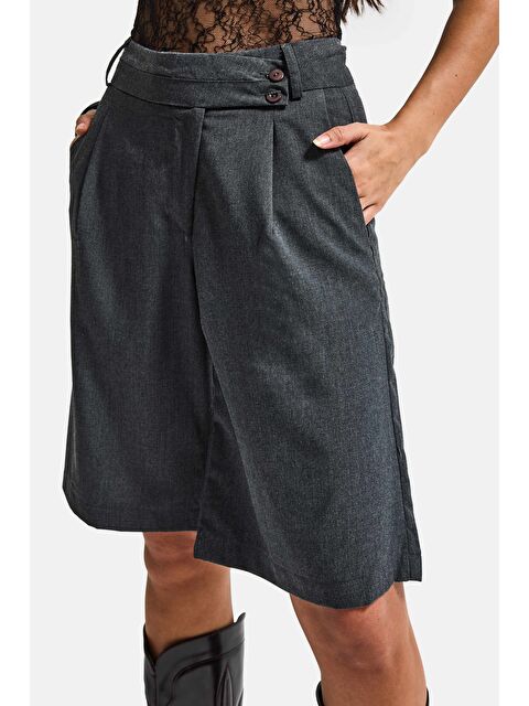It's Basic Kadın Antrasit s6 Baggy Fit Maxi Boy Bermuda Şort