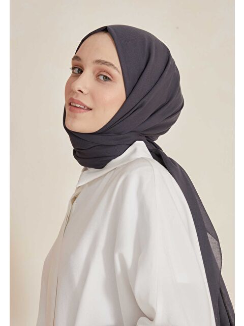 Fresh Scarfs İnce Pamuk Vual Şal Antrasit - S000420394-29666