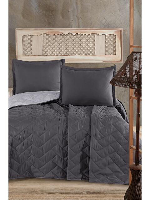 Nordqueen Microfiber Çift Kişilik Yatak Örtüsü Seti Aragon Antrasit - S000431445-29666