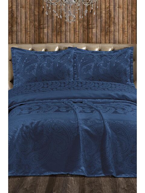 Çeyiz Diyarı Arlina Şönil Çift Kişilik Yatak Örtüsü 240x260 cm Lacivert - S000493379-21164