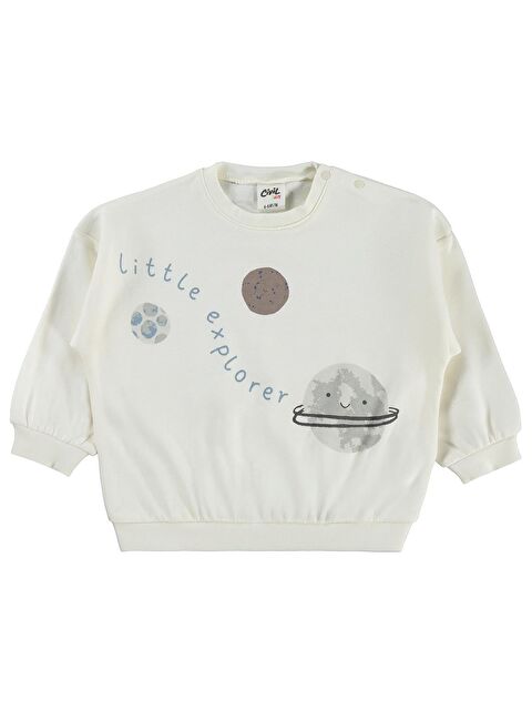 Civil Baby Little Explorer Baskılı 6-18 Ay Sweatshirt - Ekru 12-18 Ay - S000510598-19965