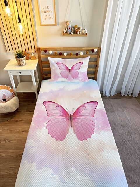 Evmila Pembe Kelebek Desenli Pike