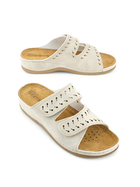 Gezer Kadın Yazlık İç Taban Hakiki Deri Cırt Cırtlı Ayarlanabilir Rahat Taban Günlük Terlik - S000516946-19928