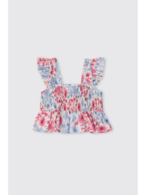 Panço Kız Çocuk Çiçek Desenli Pembe Bluz - S000531712-20024