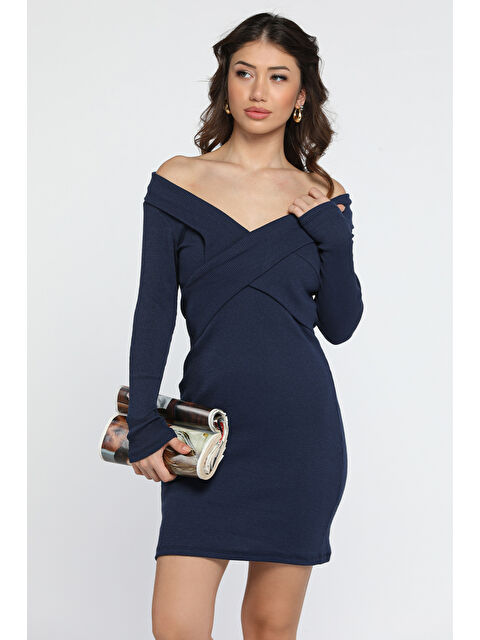Gülseli Kadın Çapraz Yaka Mini Elbise - S000326500-21164