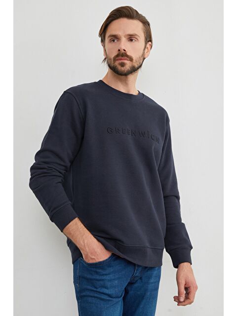 Fullamoda Greenwich Yazı Nakışlı Bisiklet Yaka Sweatshirt - S000444536-21164