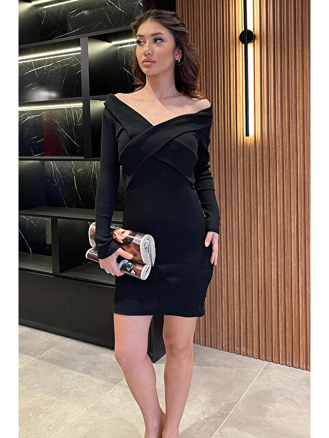 Gülseli Kadın Çapraz Yaka Mini Elbise - S000326500-19351