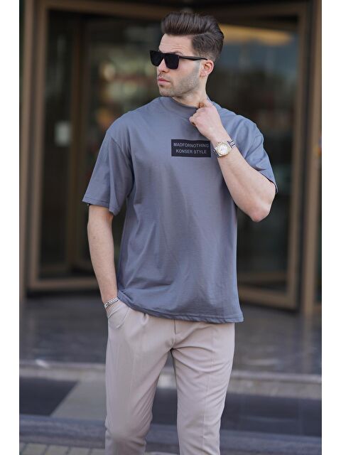 Madmext Füme Yalancı Dik Yaka Oversize Erkek Tişört 7004 - S000423930-33408