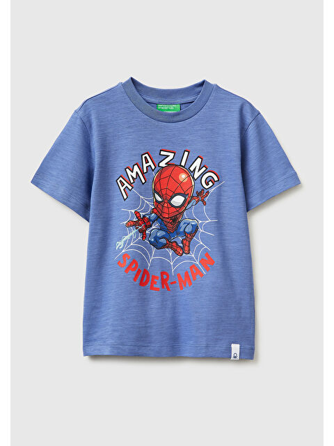 United Colors Of Benetton Erkek Çocuk Havacı Mavi Hulk Baskılı Bisiklet Yaka T-Shirt