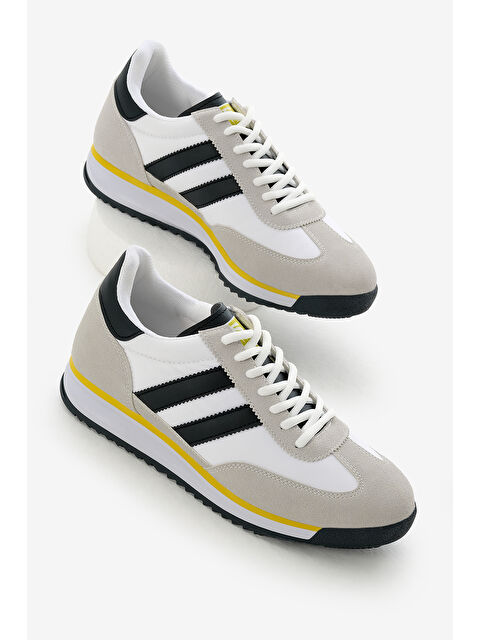 TONNY BLACK Unisex Beyaz Termo Taban Çift Şeritli Bağcıklı Spor Ayakkabı - S000493820-21165