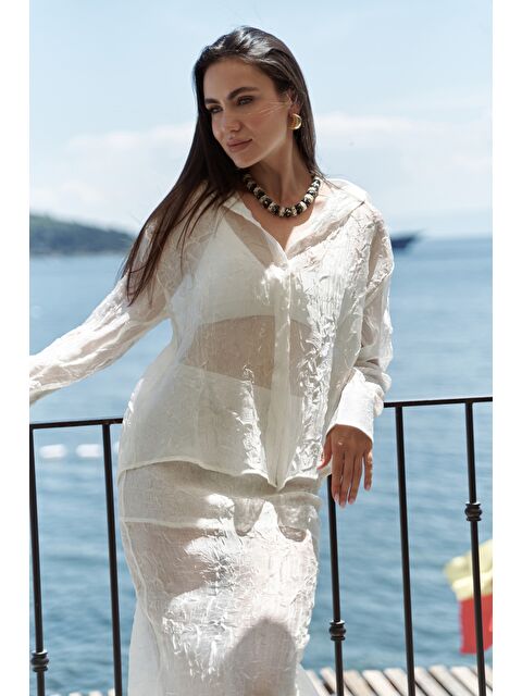 Bohemai Sorcha Ekru Transparan Gömlek Etek Takım - S000523141-19965