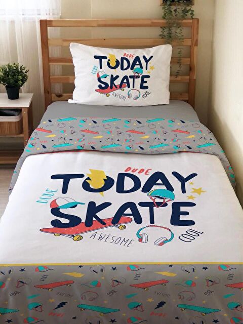 Evmila Çift Taraflı Çocuk Desenli Çarşafsız Takım Tek Kişilik Nevresim Takımı 160x220 Cm - S000123790-23173