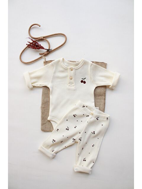 Oh La La Koala For Little Ones Kiraz Nakışlı Mona Serisi Uzun Kollu Body Tayt Set - S000501776-19966