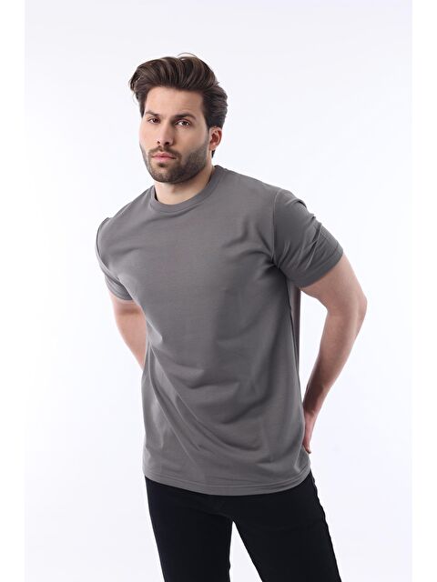 Madmext Füme Bisiklet Yaka Basic Kısa Kollu Tişört 7042 - S000423940-33408