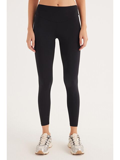 TUDORS Kadın Süper Slim Beli Lastikli İnterlok Standart Boy Normal Siyah Tayt - S000523142-19351