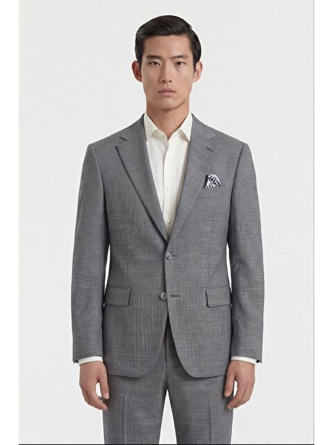 Sabri Özel Erkek Viskon Karışımlı 5 Drop Klasik Antrasit Takım Elbise - S000524048-29666