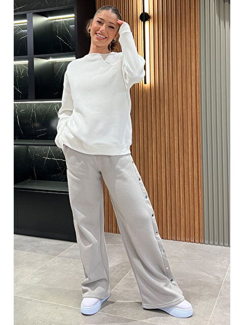 Gülseli Kadın Kapalı Çıtçıt Detaylı Palazzo Eşofman Altı - S000326405-17308