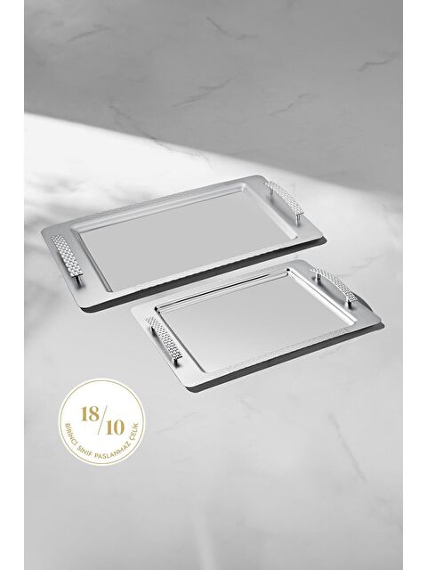 Nehir Sırma 2'li Saten Çelik Tepsi Seti - S000521537-18105