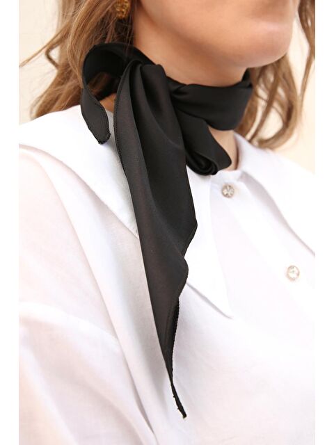 ALLDAY Siyah-Saten Üçgen Çok Kullanımlı Fular - S000500304-19351