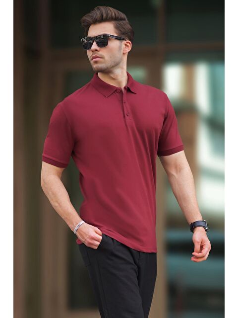 Madmext Bordo Overfit Kısa Kollu Polo Yaka Erkek Tişört 7029 - S000212544-19951