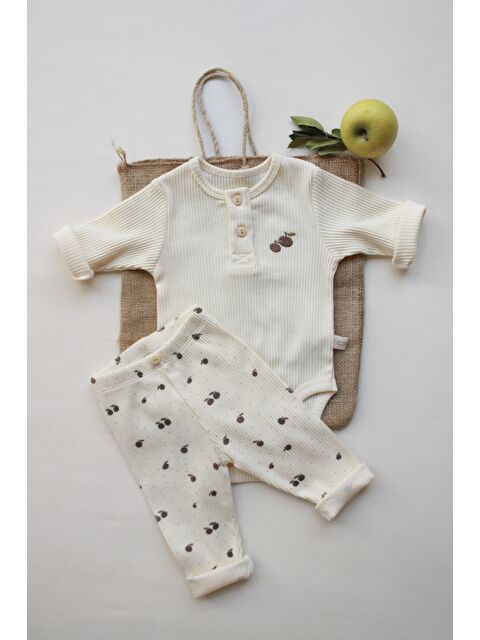 Oh La La Koala For Little Ones Elma Nakışlı Mona Serisi Uzun Kollu Body Tayt Set - S000501777-19966