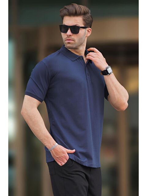 Madmext Lacivert Overfit Kısa Kollu Polo Yaka Erkek Tişört 7029 - S000212544-21164