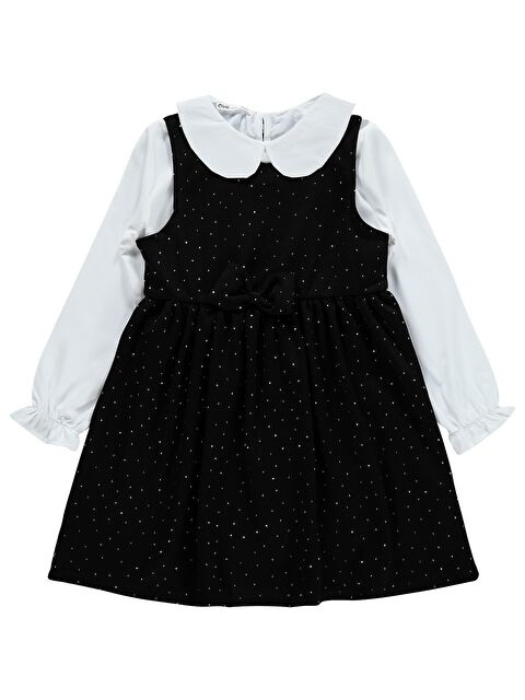 Civil Girls Taş Baskılı 6-9 Yaş Elbise - Siyah
