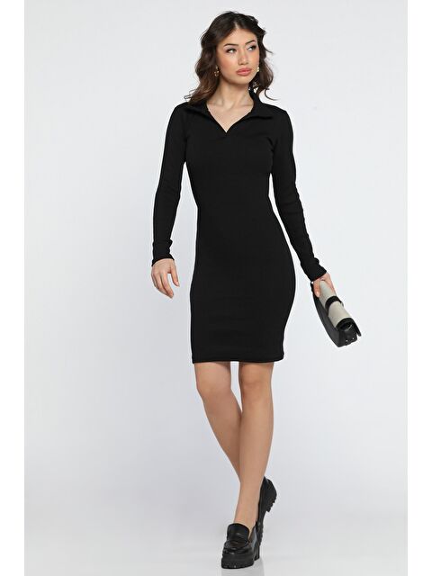 Gülseli Kadın Gömlek Yaka Kaşkorse Elbise - S000326505-19351