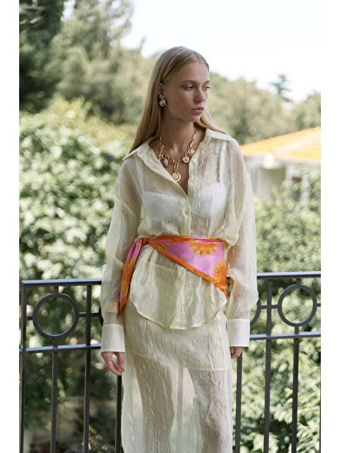 Bohemai Sorcha Sarı Transparan Gömlek Etek Takım - S000523141-20072