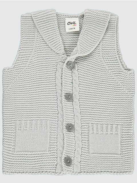 Civil Baby Yakalı Cepli 3-18 Ay Yelek - Gri 9-12 Ay - S000483659-20600