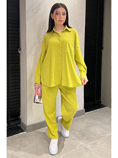 Gülseli Kadın Gömlek Pantolon Bürümcük İkili Takım - S000338195-18194