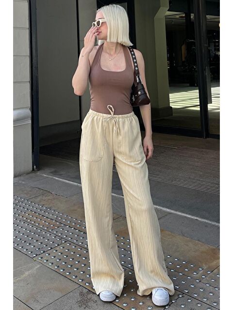 Madmext Sarı Cepli Bol Paça Kadın Pantolon Mg1882 - S000056706-20072