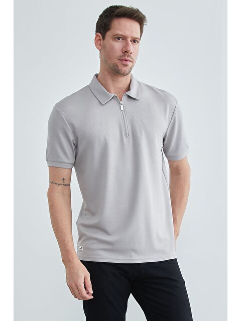 Fullamoda Yarım Fermuarlı Polo Yaka Tişört - S000514141-20600