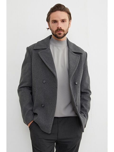 Fullamoda Düğmeli Kruvaze Yaka Kaşe Kaban - S000433497-29666