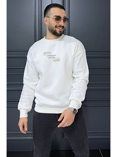 Mishar İtalia Baskılı Üç İplik Şardonlu Bisiklet Yaka Erkek Sweatshirt - S000326493-20063