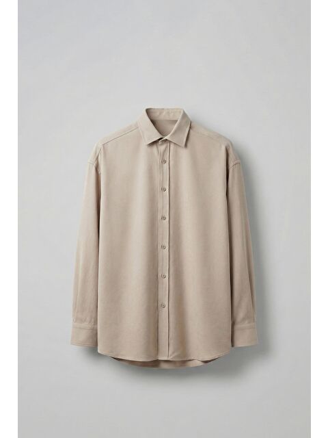 Abluka Online Erkek Oversize Efektli Modal Gömlek Bej - S000481844-19928