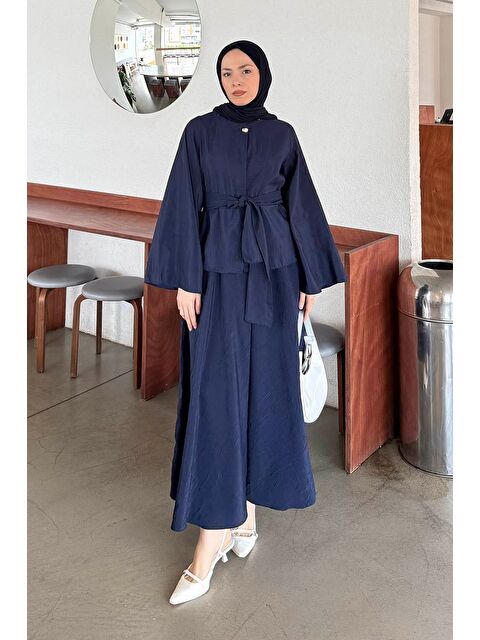 Lamelif Bağcıklı Etek-Bluz İkili Takım Lacivert - S000515281-21164