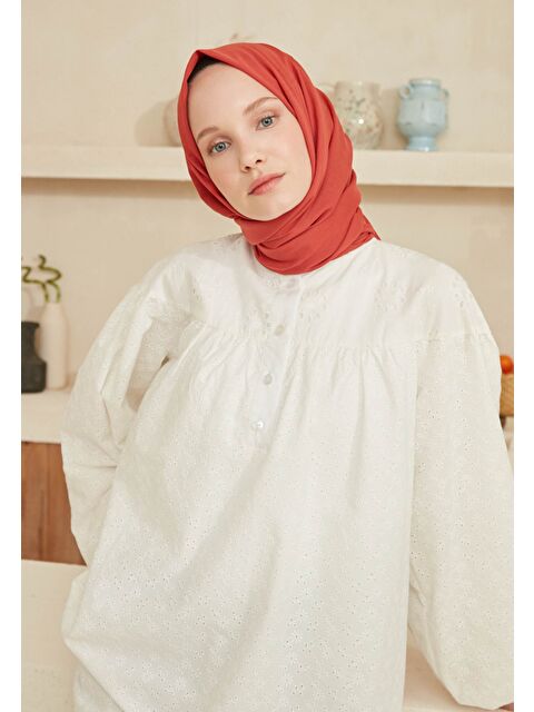 Fresh Scarfs İnce Pamuk Vual Şal Kırmızı - S000420394-20045