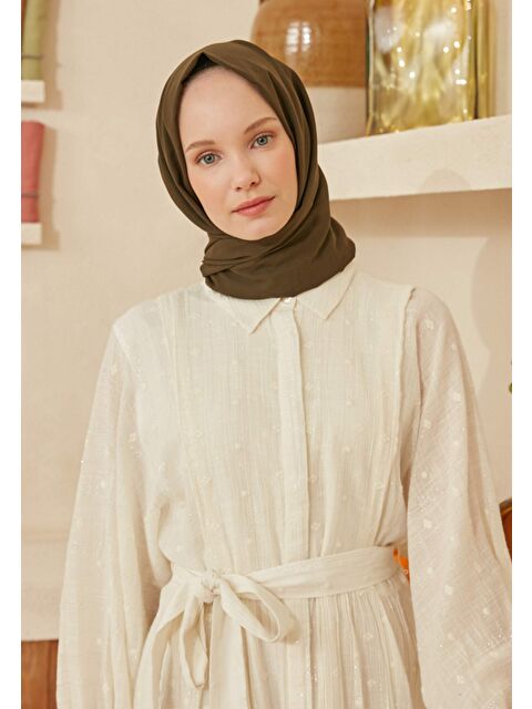 Fresh Scarfs İnce Pamuk Vual Şal Haki - S000420394-18547
