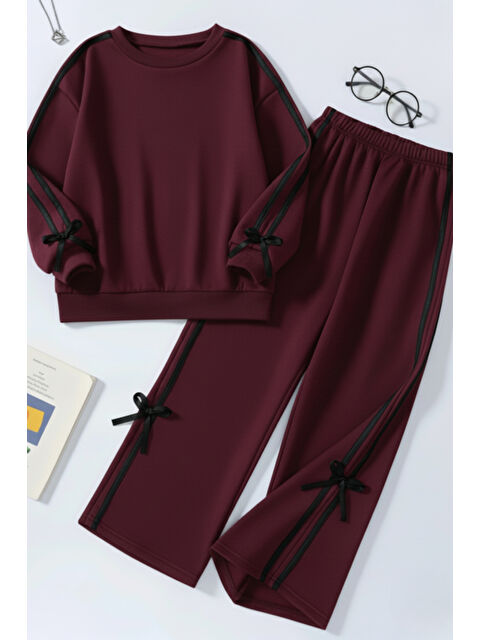 My Kids Wear Kız Çocuk Çift Şerit Kurdele Eşofman Takımı 4-16 Yaş 12378 - S000446239-37254