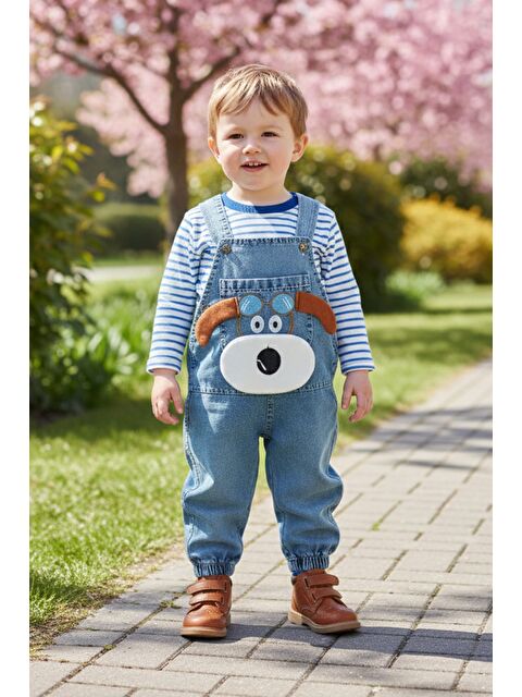 Fullamoda %100 Pamuk Köpek Nakışlı Salopet Takım - S000495479-17234