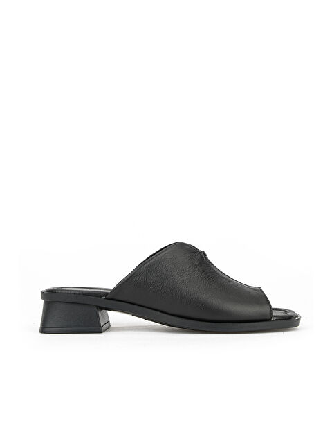 Ziya Ayakkabı Kadın Hakiki Deri Topuklu Terlik 1611020Z6189 Siyah - S000497886-19351