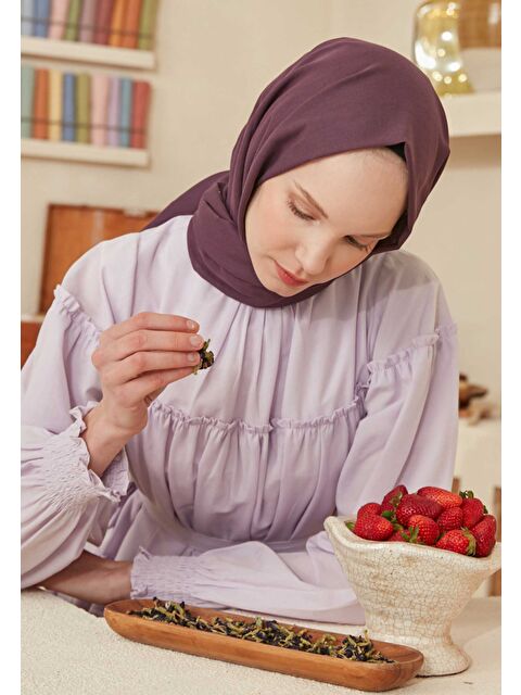 Fresh Scarfs İnce Pamuk Vual Şal Mürdüm - S000420394-20035
