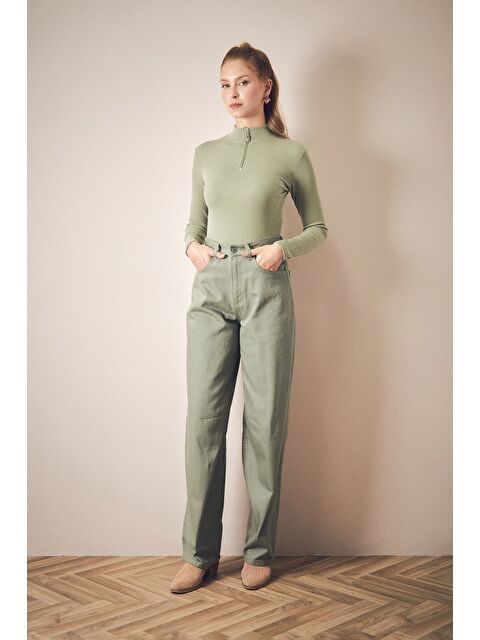 Fullamoda Fermuarlı Beli Tokalı Palazzo Jean - S000280477-18547