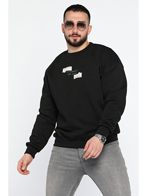 Mishar İtalia Baskılı Üç İplik Şardonlu Bisiklet Yaka Erkek Sweatshirt - S000326493-19351