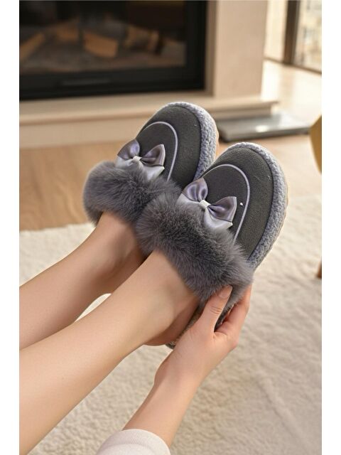 Oksit Romy Kurdela Kadın Ev Terliği Pelüş Ev Terliği Ses Yapmaz Taban Sıcak Kürklü Terlik - S000486469-33408