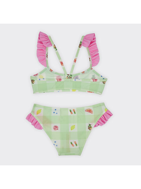 Panço Kız Çocuk Meyve Desenli Bikini Yeşil - S000448687-18194