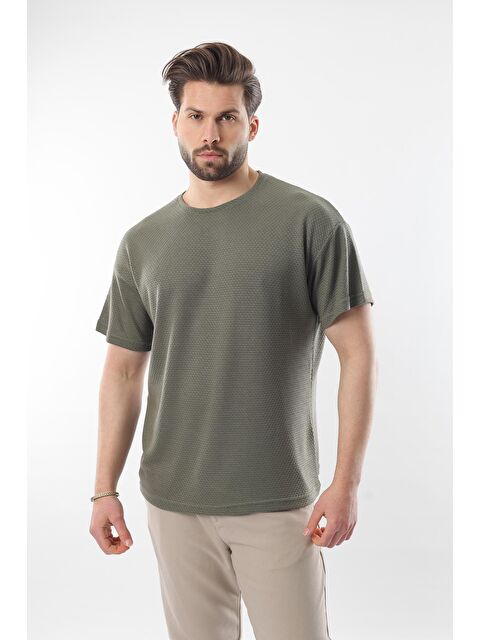 Madmext Haki Bisiklet Yaka Erkek T-Shirt E7128 - S000347905-18547