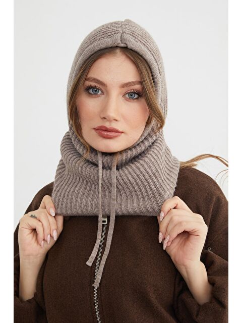 Fullamoda Basic Bağcıklı Triko Balaklava Bere - S000496303-26429